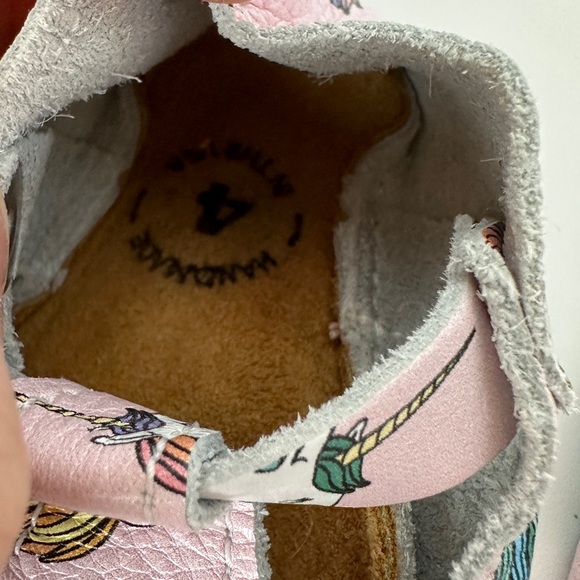UNICORN 🦄 Mon Petit Shoes T-Straps Soft Soled Leather Baby Toddler Size 4 Pink - Picture 3 of 6